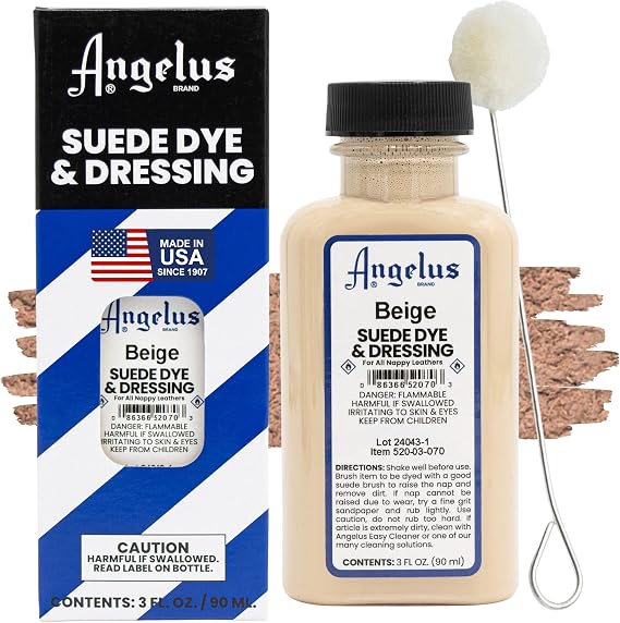 Angelus Suede Dye - Beige - 3 oz Premium Liquid Dye for Suede, Nubuck, and Nappy Leather