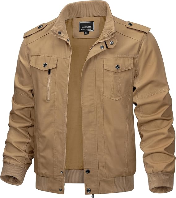 TACVASEN Men's Lightweight Military Cotton Jacket Casual Windbreaker Coat
