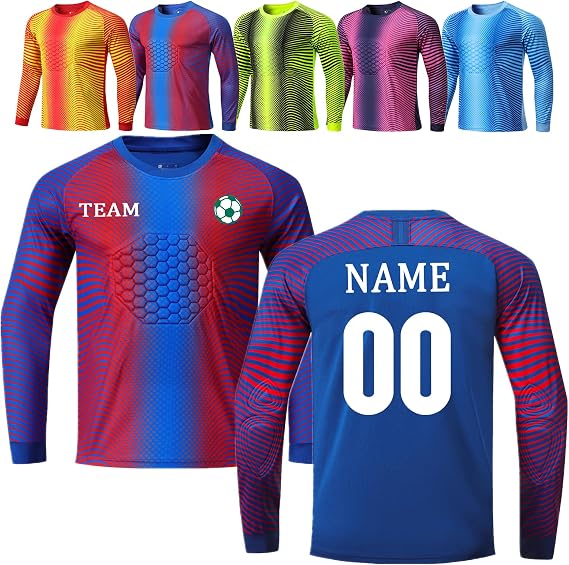 Custom Goalie Jersey for Kids Youth Adults Personalized Goalkeeper Uniform Padded Goalie Jersey for Men Women with Name Logo