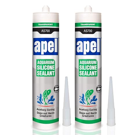 Aquarium Silicone Sealant (2 x 10.4 fl oz) Safe for Fish (2 Pack) Clear