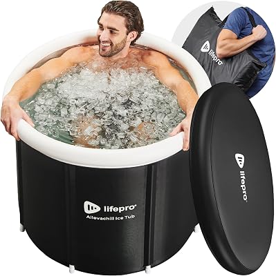 Lifepro Portable Ice Bath Tub with Lid and Storage Bag - Lightweight, Durable Cold Plunge Tub for Home Therapy Sessions -Home & Travel Ice Bath Tub for Adults and Athletes - 14°F - 122°F Temp, Outdoor