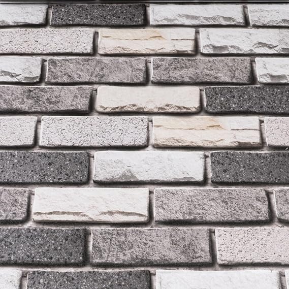 Yancorp 32.8ft Peel and Stick Wallpaper Dark Grey Stone Brick Wallpaper Self-Adhesive Backsplash Decorative Wallpaper Wall Covering...