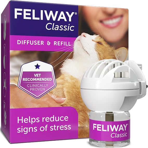 FELIWAY Classic 30 Day Cat Calming Plug In Pheromone Diffuser Starter Kit, 48ml - Helps Solve Common Signs of Stress in Cats & Kittens, Veterinary Recommended, Clinically Proven