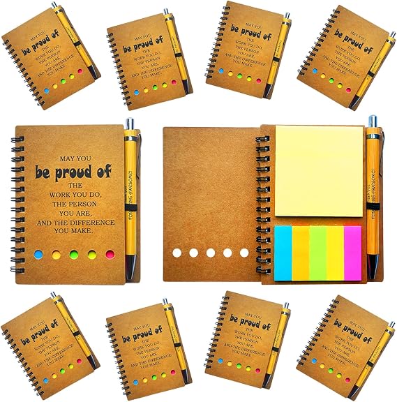 2026 Inspirational Spiral Notebook 10 Sets Portable Employee Appreciation Gifts Bulk Journals with Sticky Note Pen for Teachers Students Friends Colleagues Volunteer Nurse and Family Thank You Gifts