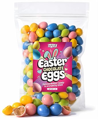 Easter Candy Eggs 1 lb. Bulk Bag Peanut Butter Candy in a Crunchy Shell for Easter Baskets, Egg Hunts, Party Favors & Holiday Candy Bowls