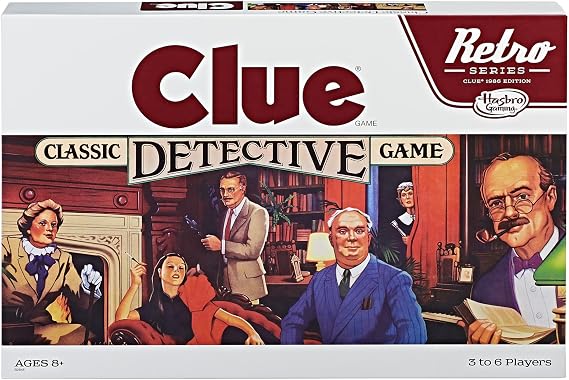 Hasbro Gaming Retro Series Clue 1986 Edition Board Game, Classic Mystery Game for Kids, Family Board Games for 3-6 Players, Ages 8+