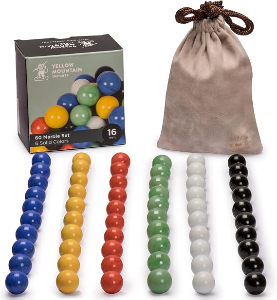 Yellow Mountain Imports YMI Chinese Checkers Marbles, 60 Pieces, 16mm