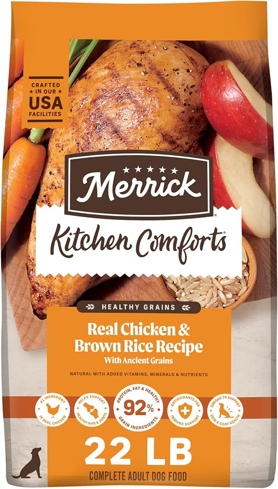 Merrick Kitchen Comforts Premium Adult Dry Dog Food with Ancient Grains, Real Chicken and Brown Rice Dog Food Recipe