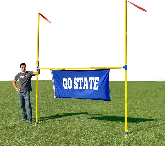 THE ORIGINAL 10 Foot Tall Giant Football Goal Post - Backyard, Tailgate Party, Flag Football - MADE IN USA Orange Wind Flags included