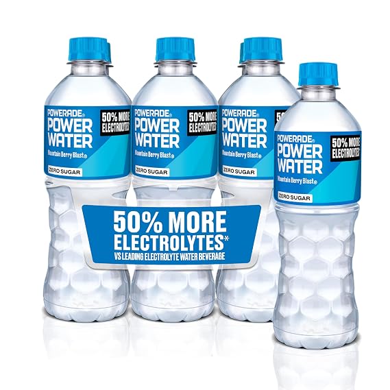 POWERADE Power Water Zero Sugar Mountain Berry Blast Flavored Electrolyte Water, 16.9 fl oz Bottles, 6 Pack