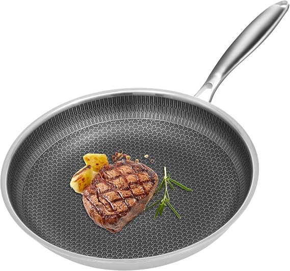 Nonstick Frying Pan, Multifunctional Titanium Hammered Pan Ultra-Durable Scratch-Resistant Non Stick, Even Heating For Cooking for Cooking, Frying, Baking