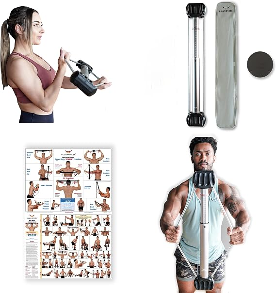 Bullworker Bow Basic 28" Isometric Exercise Equipment, Portable Home Gym - Total Body Strength Training, Compact Home Gym with Non Slip Pad, Canvas Carrying Case, Workout System Home Gym