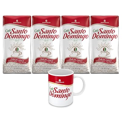 Cafe Santo Domingo, 16 oz Bag, Ground Coffee, Medium Roast Pack of 4  Cafe Santo Domingo Coffee Mug, 11 oz