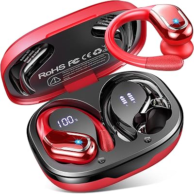 Wireless Earbuds Sport Bluetooth Headphones 5.4, 75Hrs Stereo New Bluetooth Earbuds with 4 HD Mic, Over-Ear Buds with Earhooks ENC Noise Canceling Earphones, IP7 Waterproof Headset for WorkoutRunning