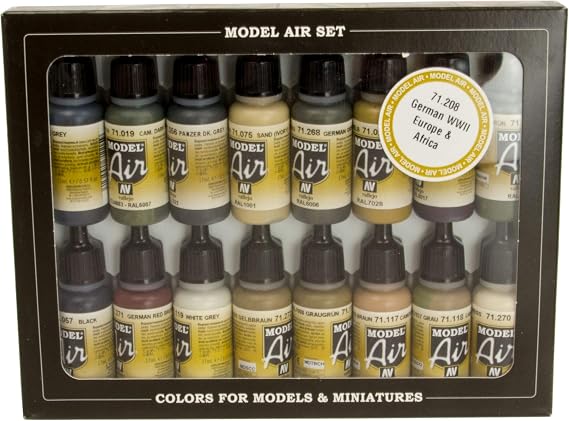 Acrylicos Vallejo "German WWII Europe & Africa" Model Air Set, 17 ml (Pack of 16)