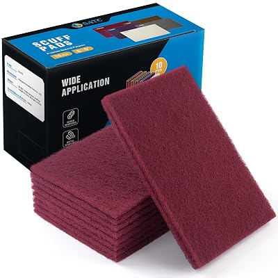 S SATC 6 x 9 Maroon General Purpose Scuff Pads,10 Pack Automotive Pads for Scuffing,Scouring,Sanding,Paint Primer Prep Adhesion Scratch for Automotive Restoration,Handicrafts