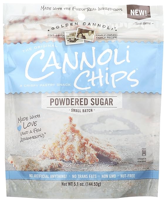 GOLDEN CANNOLI Golden Powdered Sugar Cannoli Chips, 5.1 Oz