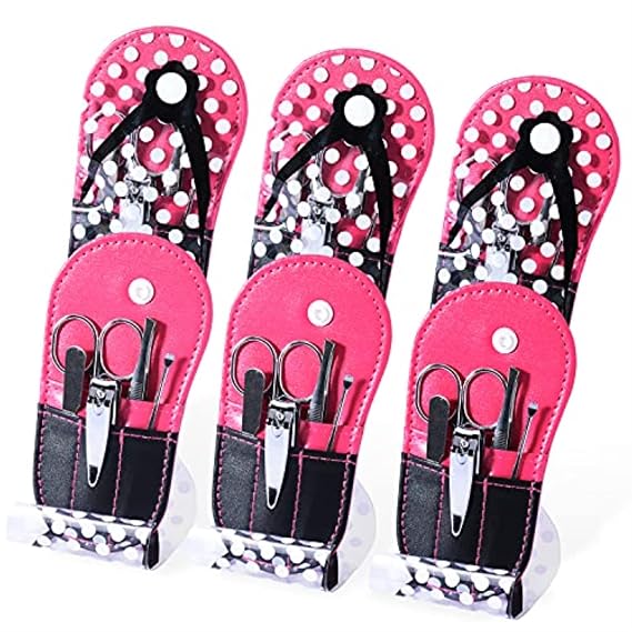 Polka Dot Flip Flop Design Girls Manicure Sets Nail Care Kit SPA Party Favors for Women Bulk Gifts 6 Kits