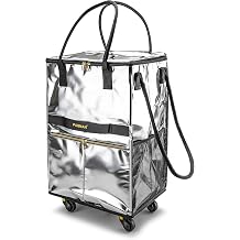 Reusable Grocery Bag on 5 Wheels, Foldable Rolling Tote Bag with Handle and Zipper Cover, Heavy Duty Shopping Cart for Laundry, Market & Trave (Sliver, Large_120L)