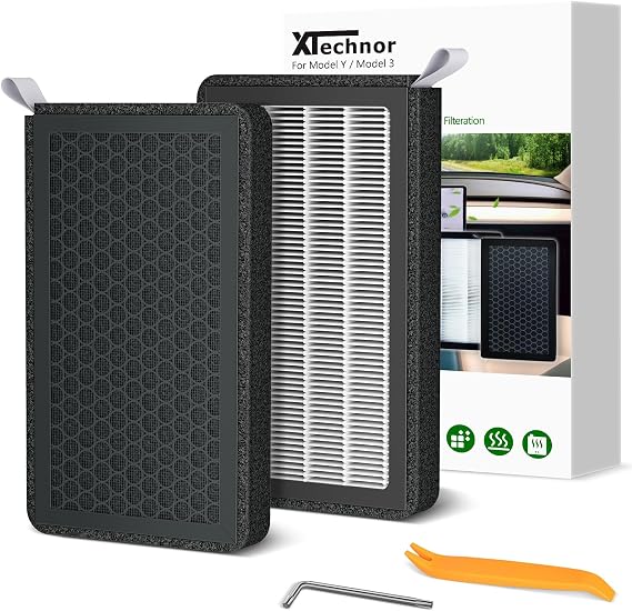HEPA Air Filter for Model Y Model 3 2016-2026, 2 Pack Cabin Air Filter with Activated Carbon for 2024/2025/2026 Juniper Highland Upgraded Version