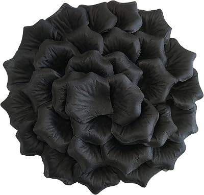 Separated Black Rose Petals, 1520 Pcs Black Fake Rose Petals, 2.3Black Flower Petals for Weddings,Black Petals for Romantic Night for Him Set,Faux Silk Rose Petals for Valentines Day Decorations