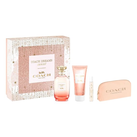 Coach Dreams Sunset 4 Piece Eau de Parfum Gift Set (Eau de Parfum Spray, Perfumed Body Lotion, Purse Spray, Pouch)