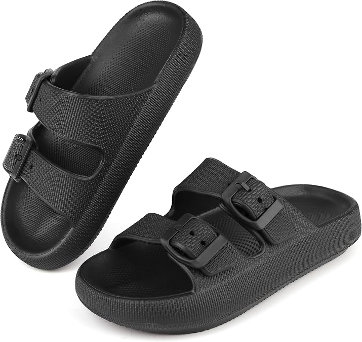 Kids Cloud Sliders Boys Girls Adjustable Buckle Sandals Non-Slip EVA Bedroom Shower Slippers Beach Pool Flip Flops