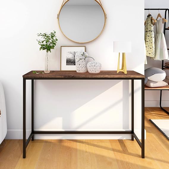 HOMERECOMMEND Console Table for Entryway Narrow Sofa Tables,Rustic Brown