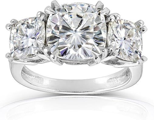 3 Three Stone Cushion Diamond Engagement Ring 14K White Gold (I-J Color Value)