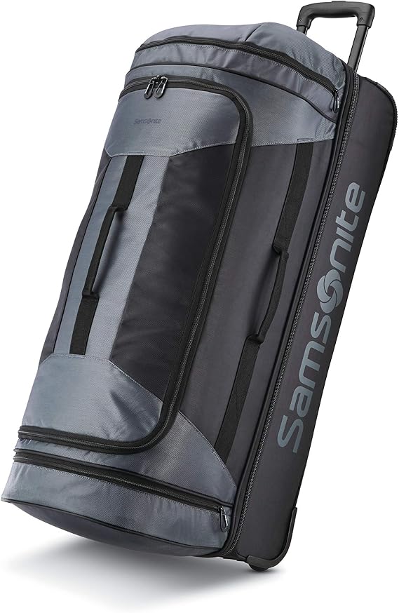 Samsonite Andante 2 Wheeled Duffel Bag 32-Inch Durable Rolling Luggage with Inline Skate Wheels, Push-Button Handle & Spacious Compartments Travel-Friendly and Lightweight - Riverrock/Black