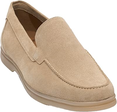 Mens Suede Leather Slip-On Loafers - Business Smart Casual Moccasin-Style Shoes