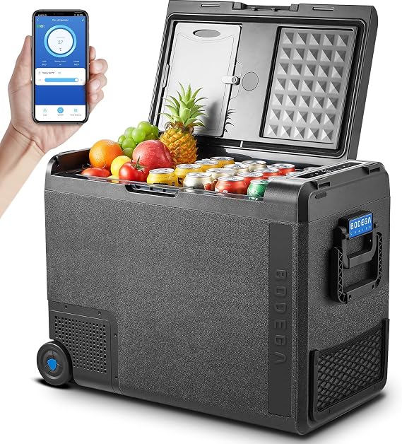 BODEGACOOLER 12 Volt Car Refrigerator, 61Quart Car Fridge WIFI APP Control, Protable Freezer -4F-68F, RV Electric Cooler 12/24V DC 100-240V AC for Outdoor, Truck, Van, Vehicles, Camping, Travel
