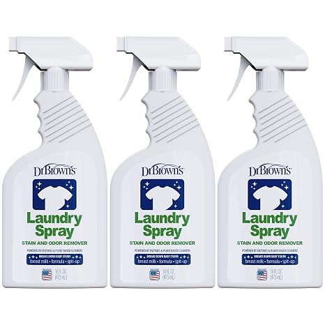 Dr. Brown's Laundry Spray Stain and Odor Remover for Baby Clothes, Hypoallergenic, Fragrance-Free, 16 fl oz, 3-Pack