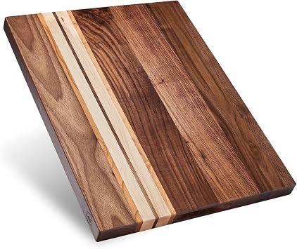 Sonder Los Angeles Motley Cutting Board | Reversible Walnut, Cherry, Maple Edge Grain Cutting Board for Kitchen with Crackerwell for Charcuterie | Gift Box Included | 17x13x1.1 in
