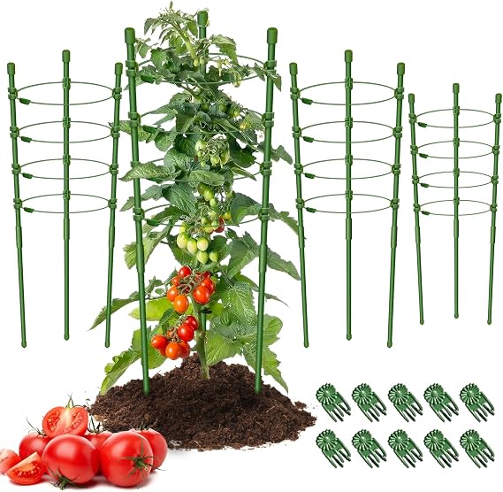 Legigo 4 Pack Tomato Cages for Garden- 36 Inches Adjustable Garden Cucumber Trellis Plant Support Cages Stakes, Trellis Support Rings for Outdoor Climbing Plants, Pots