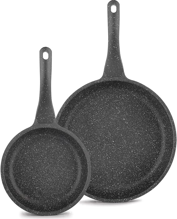 Schäfer Sıy01 Famos Fireproof Nonstick 2 Piece Granite Cast Pan Set Gray