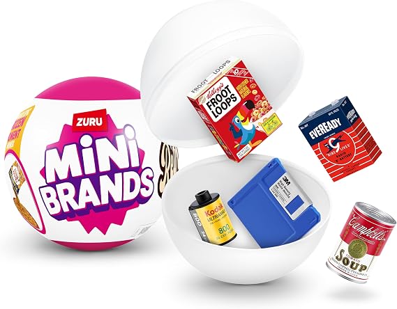 Mini Brands Retro Single Capsule with 60+ Mystery Mini's to Collect, Real Licenses, Rare Collectibles, Blind Pack, Ages 3+