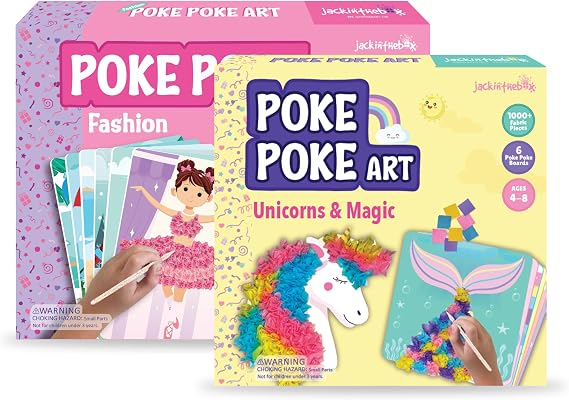 jackinthebox Poke Poke Art - Unicorns, Mermaids, Princess and Fashion Themes, Mess-Free Sewing Art for Kids, Toys for Girls and Boys Ages 4 5 6 7 8, Great Gift for Kids, DIY Creative Activity