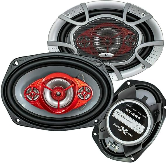 2X SoundXtreme ST-694 6x9-Inch 4-Way 520 Watts Peak Power Handling Coaxial Car Audio Speakers CEA Rated 4-Ohm Impedance Polypropylene Woofer Cone Sensitivity- 92 dB