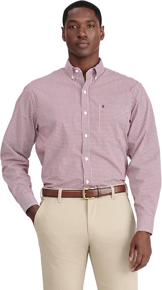 IZOD Men's Button-down Long-sleeve Stretch Performance Gingham Shirt