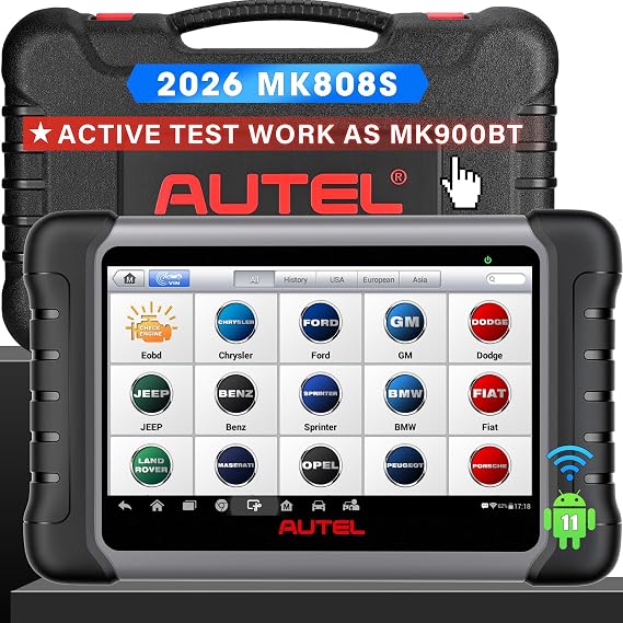 Autel Scanner MaxiCOM MK808S: 2026 Bidirectional Tool as MaxiCheck MX900 MK900BT MK808BT Pro MX808S 808Z, 28+ Service for 200+ Brands, 3000+ Active Test, All System Diagnose, Injector, FCA & SGW OS 11