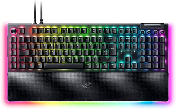 Razer BlackWidow V4 Pro (Green Switch) - Mechanical Gaming Keyboard (Clicky Mechanical Switches, Command Dial and 8 Dedicated Macro Keys, Multi-Function Roller, Wrist Rest) UK Layout | Black