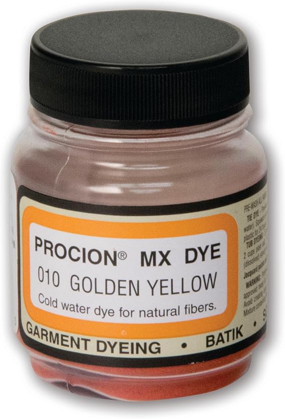 Jacquard Procion Mx Dye - Undisputed King of Tie Dye Powder - Golden Yellow - 2/3 Oz - Cold Water Fiber Reactive Dye Made in USA