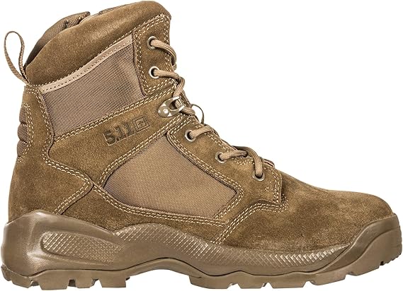 5.11 Tactical Men's 6-Inch Boots, ATAC 2.0 Side-Zip, Brown Hiking Work Boots, Style 12395ABR