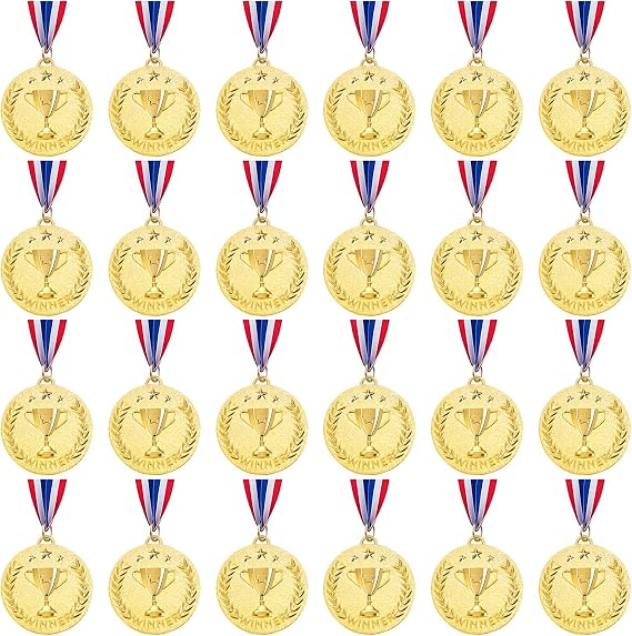 Caydo 12/24 Pieces Gold Award Medals Metal Winner Medals for Award for Adults for Competitions, Sports Events, Party, 2 Inch