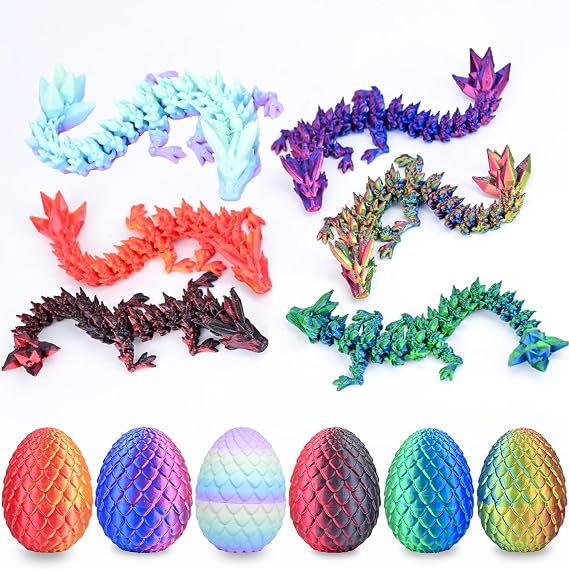 6 Pack 3D Printed Dragon Eggs with Dragon Dinosaur Egg Fidget Toys for Kids