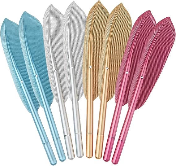 Novelty Feather Pens - 8 PCS Pastel Quill Style Gel Pens, Black Ink Artificial Feather Ballpoint, Creative Rollerball Pen Desktop Decoration Wing Pens for Home School Office Bithday Christmas Party