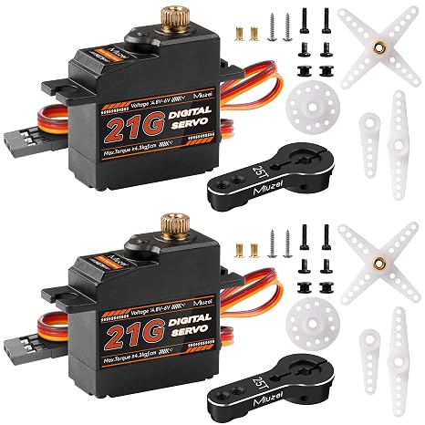 Miuzei Micro Servo Motor 21G Metal Gear Steering for 1/16 1/14 RC Car 2Pcs