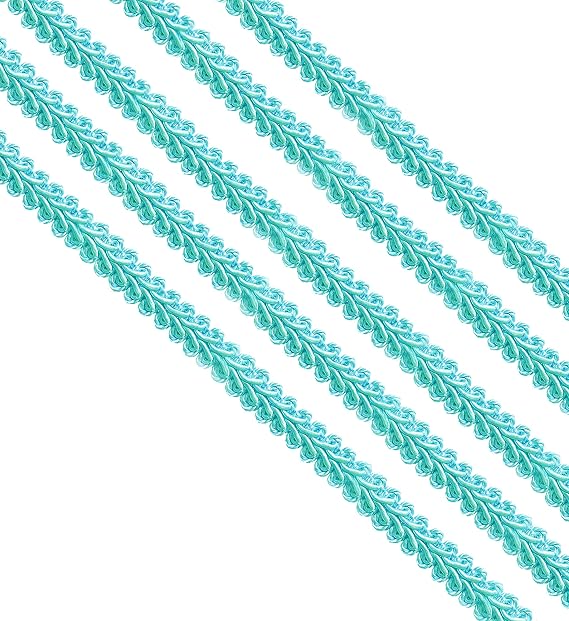 1/2 inch Gimp Trim, 13mm Gimp Braided Trim, Gimp Cord, DIY Braided Cord for Sewing Home Decoration Costume (Aqua Blue, 5 Yards)
