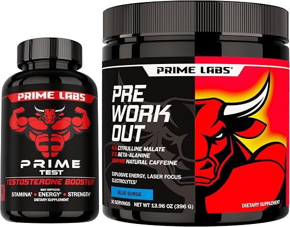 Prime Labs Prime Test + Pre Workout Powder for Men Supplement